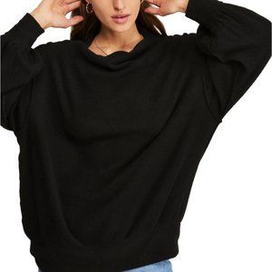 Free People Women’s Black Long Sleeve Cowl Neck Tunic Sweater